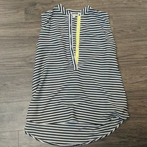 Black, White, Yellow Sleeveless Blouse